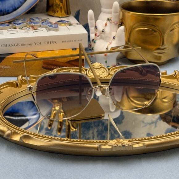 🆕 ALEXANDER MCQUEEN 🧿 NWOT AM0366S002 Gold Wire Rimmed Butterfly Shape Glasses - Picture 9 of 16